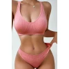 Kadın Somon Desteksiz Seamless Tangalı İç Çamaşır Takımı