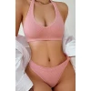 Kadın Somon Seamless Tanga Sütyen Takım