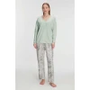 Kadın Uzun Kol V Yaka Pijama Takımı
