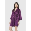 Mor Kısa Saten Sabahlık
