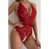 Özel Bölgesi Açık Dantelli Kırmızı Fantazi Babydoll Brf1278