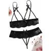 Özel Bölgesi Açık Siyah Fantazi İç Giyim Sütyen Külot