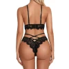 Siyah Çapraz Ip Detaylı Şık Sütyen Külot Takım