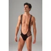 Siyah Erkek  File Kumaş Askılı Jockstrap Body 3053