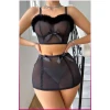 Siyah Tül Kurdele Detaylı Seksi İç Giyim Seti
