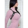 T-shirt Bluz Elbise Üzeri Yaka Crop Kemer Deri Harness - Brf1271