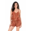 Tarçın Saten Babydoll Şort Takımı