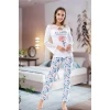 Uzun Kol Dantelli Kadın Pijama Takım 1115