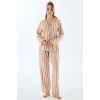 Viscose Çizgili Gömlek Pantolon Pijama Takımı