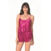 Vişne Saten Babydoll Şort Takımı