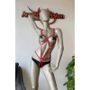 Vücudu Saran Kırmızı Deri Body Harness