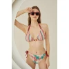 Yandan Bağlamalı Şık Tasarım Soft Tropikal Üçgen Bikini Takımı