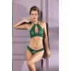 Zincir Detaylı Transparan Sütyen, Slip Külot Takım Zümrüt (brf31751)