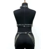 Zincirli Deri Harness, Deri Dansçı Kostüm, Choker Detaylı Deri Harness - Brf1397