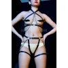 Zincirli Seksi Harness Takım, Sert Deri Harness Fantezi İç Giyim Takım - Brf1084