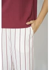 %100 Pamuklu Dokuma Çizgili Pijama Takımı
