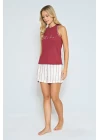 %100 Pamuklu Dokuma Çizgili Şortlu Pijama Takımı