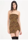 B101427 Leopar Desenli Elbise