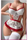 Beyaz Balenli Seksi Hizmetçi Kostüm