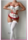 Beyaz Balenli Seksi Hizmetçi Kostüm