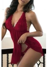 Bordo Dantelli Gecelik Takım Brf1253