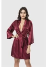 Bordo Kısa Saten Sabahlık