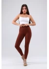 Bordo Yüksek Bel Fitilli Tayt 0608