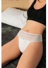 Büyük Beden Bel Kısmı Dantelli Fantezi Beyaz Tanga String