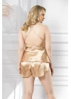 Büyük Beden Gold Saten Babydoll Şort Takımı