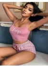 Çizgili Askılı Şortlu Pijama Takımı