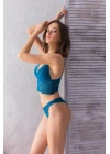 Dantelli Hafif Destekli Bralet Ve String Takım Petrol Mavisi (brf31712)