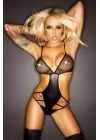 Deri Detaylı Seksi Siyah Dantelli Babydoll Brf1243