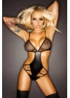Deri Detaylı Seksi Siyah Dantelli Babydoll Brf1243