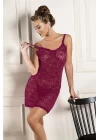 Devore Transparan Babydoll String Takım Bordo (31842)