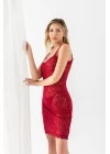 Devore Transparan Babydoll String Takım Bordo (31842)