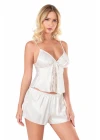Ekru Saten Babydoll Şort Takımı