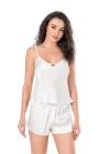 Ekru Saten Babydoll Şort Takımı
