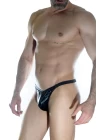 Erkek  Arkası Büzgülü Siyah Lame Brazillian Slip