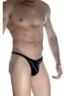 Erkek  Arkası Büzgülü Siyah Lame Brazillian Slip