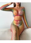 Gökkuşağı Renkli Fantazi Vücut Çorabı
