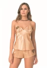 Gold Saten Babydoll Şort Takımı