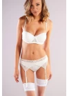 Golshan Gala Lace Garter Belt, Kadın Dantelli Ekru Jartiyer