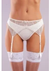 Golshan Gala Lace Garter Belt, Kadın Dantelli Ekru Jartiyer