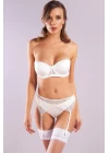 Golshan Gala Lace Garter Belt, Kadın Dantelli Ekru Jartiyer