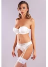 Golshan Gala Lace Garter Belt, Kadın Dantelli Ekru Jartiyer