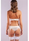 Golshan Gala Lace Garter Belt, Kadın Dantelli Ekru Jartiyer