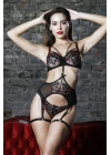 Golshan Grace Garter Lace Belt , Kadın Siyah Çiçekli Güpür Şık Jartiyer