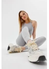 Gri Yüksek Bel Fitilli Tayt 0608