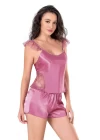 Gül Kurusu Saten Babydoll Şort Takımı