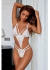 Kadın Beyaz Dantel Cut-Out Lastik Detaylı Şık Gecelik